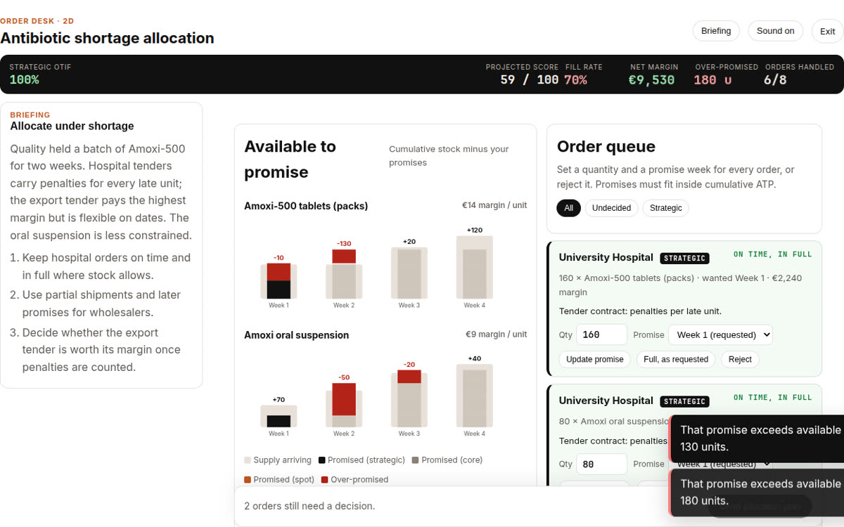 Order desk screenshot